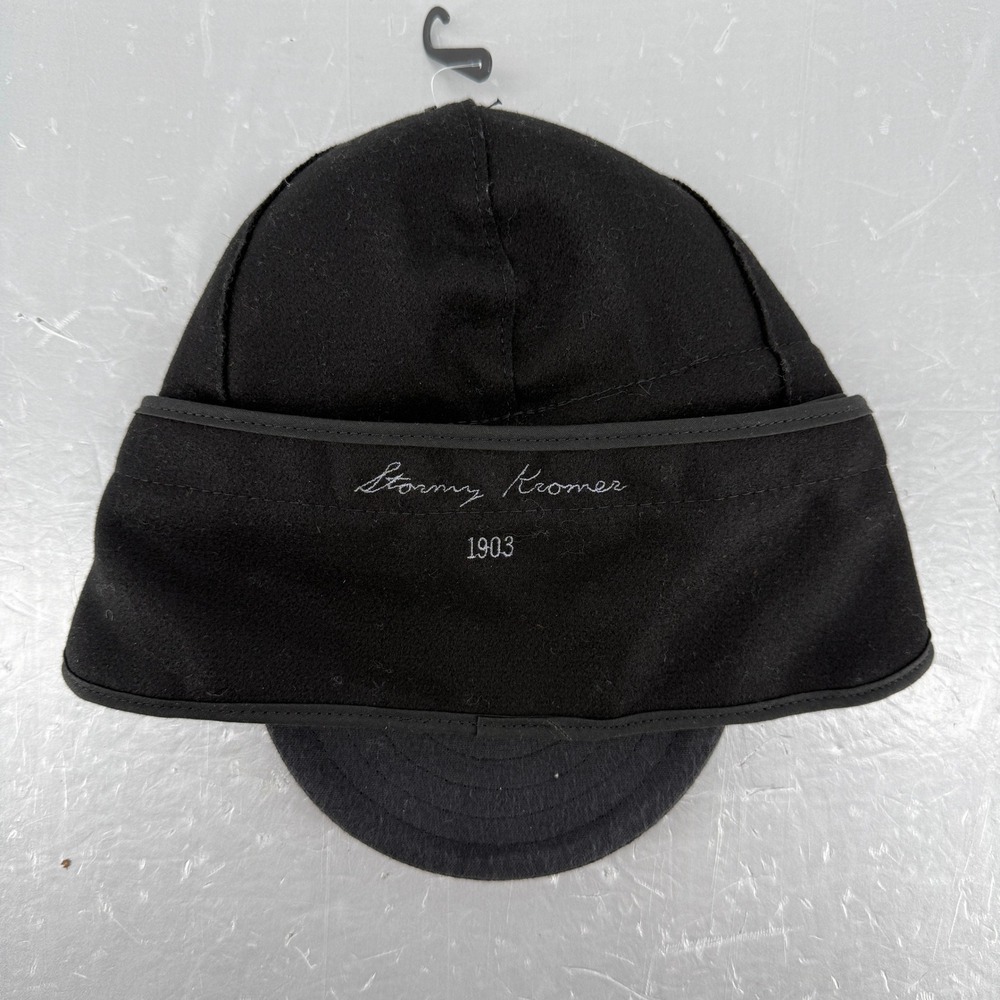 Stormy Kromer The Original Cap Black Wool Blend Earflap Hat Size 7 1/8 USA NWOT